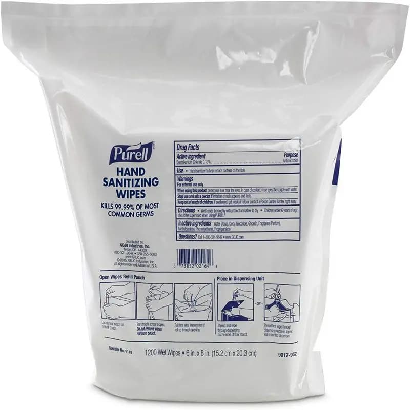 PURELL wipes refill sanitizing 1200 count bag for wall mounted dispenser - Image 1